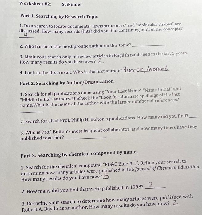 Part 1. Searching by Research Topic 1. Do a search to | Chegg.com