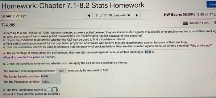 Solved Homework: Chapter 7.1-8.2 Stats Homework Save Score: | Chegg.com