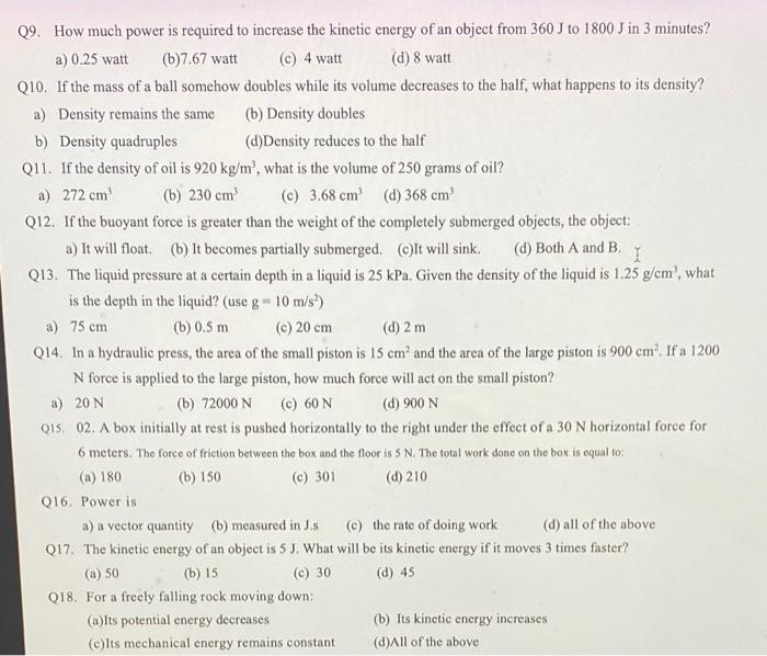 Solved Q9. How much power is required to increase the | Chegg.com