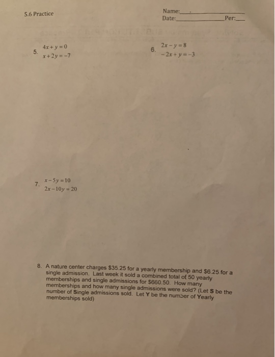 unit 5 homework 2 solving systems by substitution