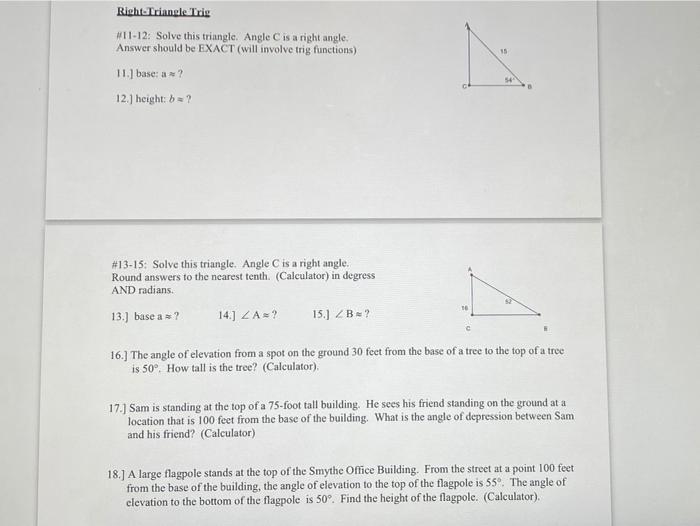 Solved Right Triangle Trig 11 12 Solve This Triangle Angle Chegg Com