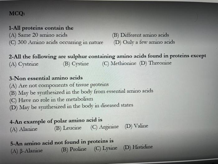Solved The essential amino acids (A) Must be supplied in the