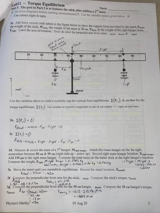 Solved need help on a physics lab. part 3 table. it has 12 | Chegg.com