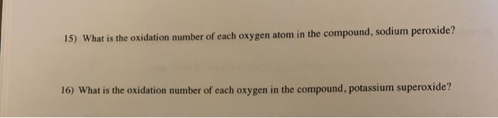 oxidation number of oxygen in peroxide