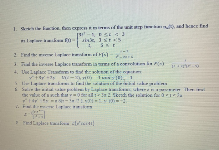 Solved 1. Sketch the function, then express it in terms of | Chegg.com