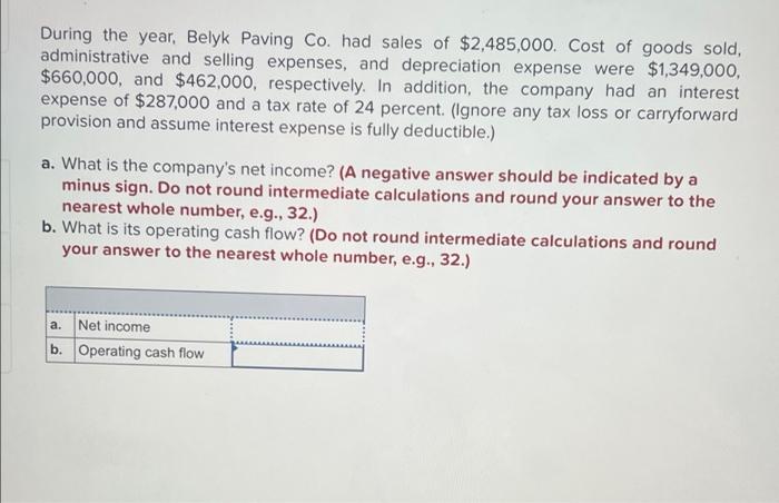 Solved During the year, Belyk Paving Co. had sales of | Chegg.com