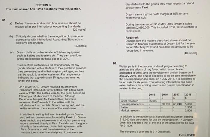 Solved SECTION B You Must Answer ANY TWO Questions From This | Chegg.com