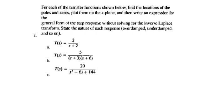 For each of the transfer functions shown below, find | Chegg.com