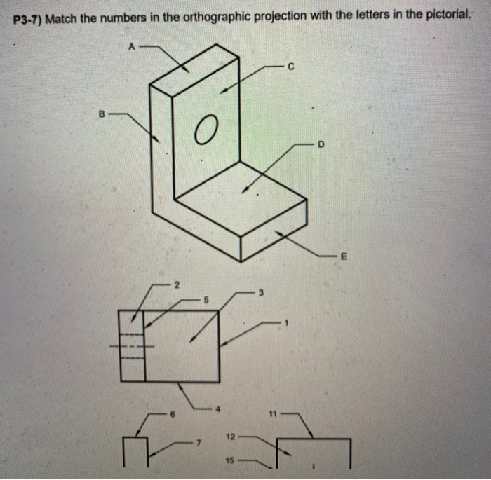 Solved P3-7) Match The Numbers In The Orthographic | Chegg.com