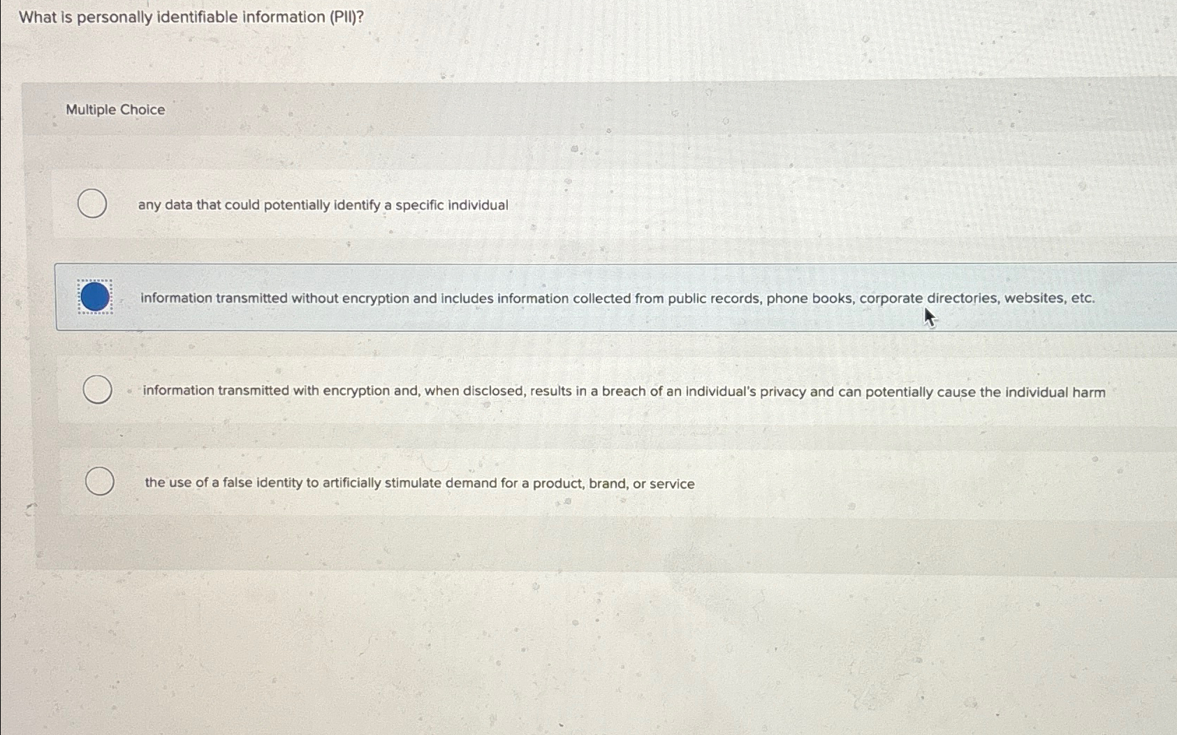 Solved What is personally identifiable information | Chegg.com