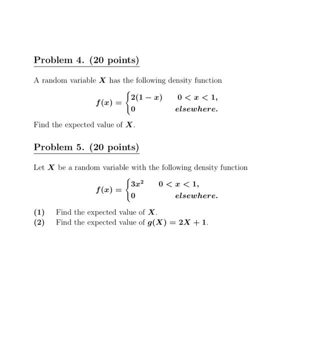 Solved Problem 4. (20 points) A random variable X has the | Chegg.com