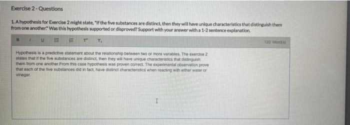 Solved Exercise 2 - Questions 1. A hypothesis for Exercise 2 | Chegg.com