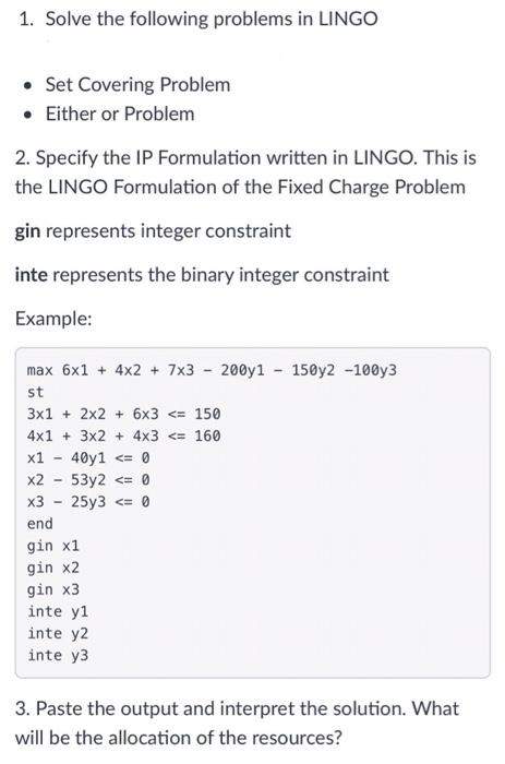 lingo assignment problem