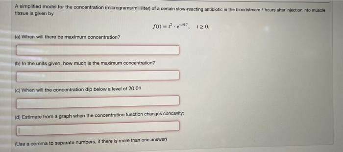 Solved A simplified model for the concentration | Chegg.com
