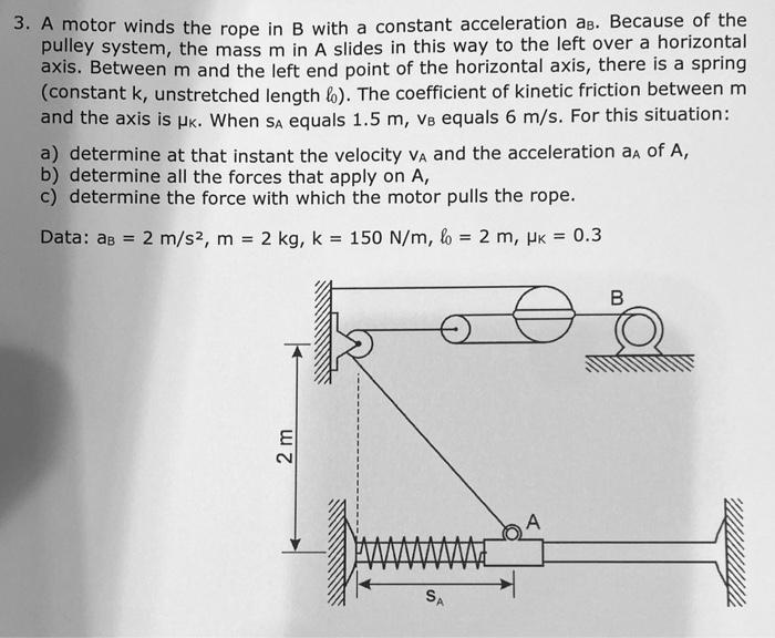 Solved 3. A Motor Winds The Rope In B With A Constant | Chegg.com