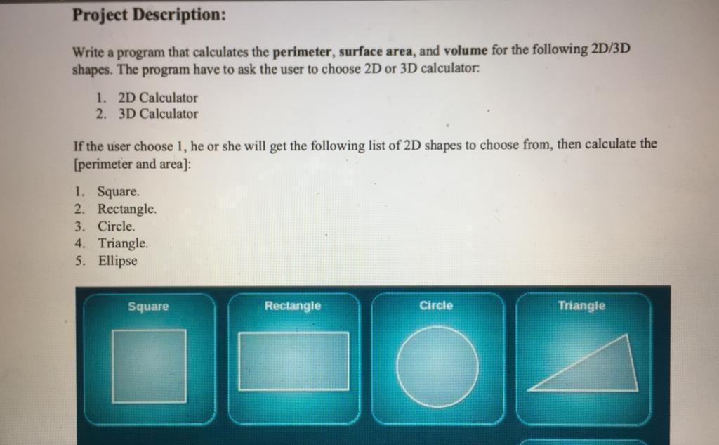 Solved Project Description: Write a program that calculates | Chegg.com
