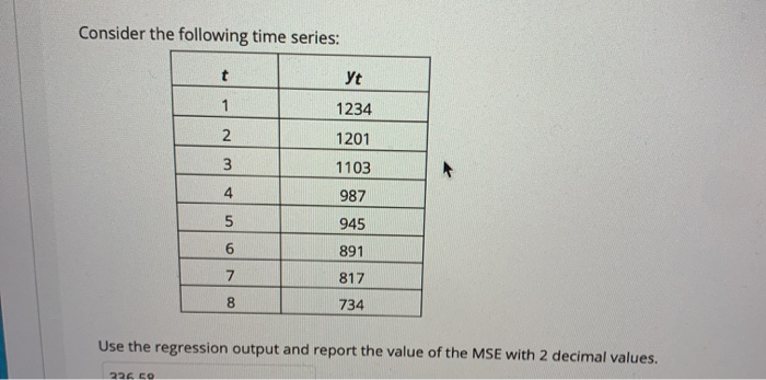 Solved Consider the following time series: t Yt 1 1234 2 | Chegg.com
