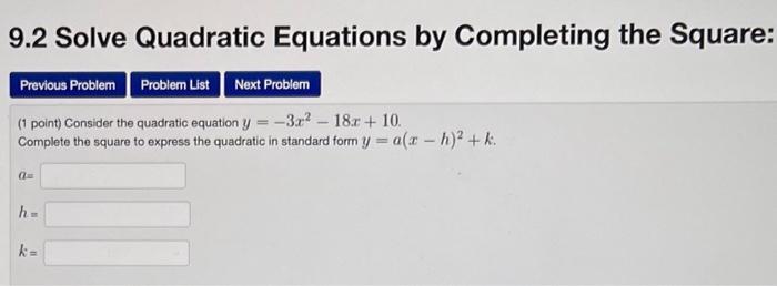 Solved 9.2 Solve Quadratic Equations by Completing the | Chegg.com