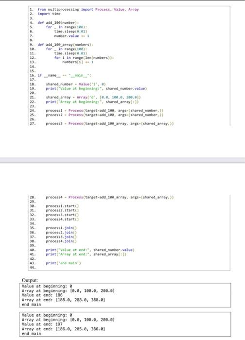 Solved Python Example 2: The following code create as many | Chegg.com