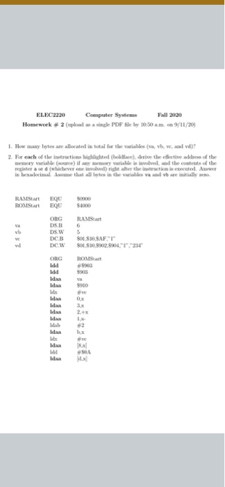 Fall 2030 ELEC2230 Computer System Homework # 2 | Chegg.com