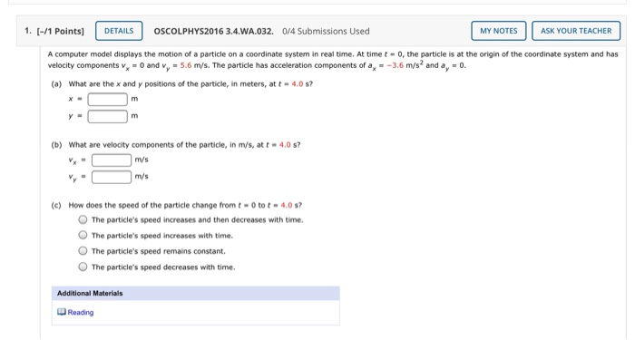 Solved 1 1 Points] Details Oscolphys2016 3 4 Wa 032 0 4