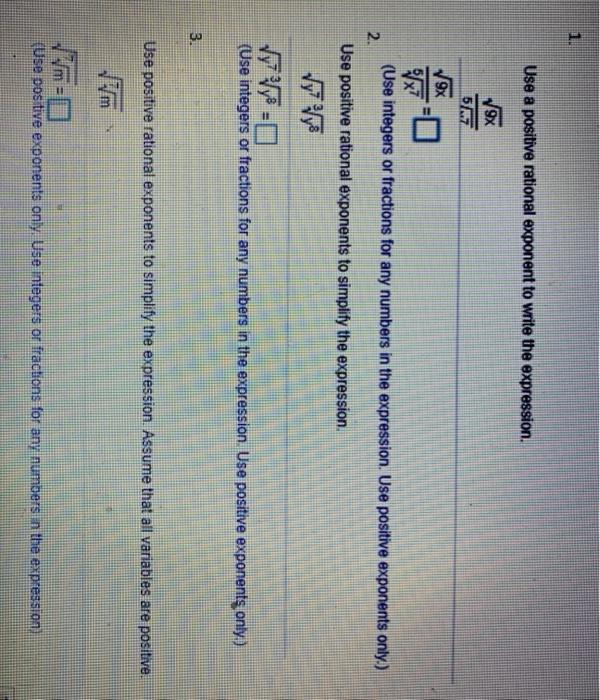 Solved Use a positive rational exponent to write the | Chegg.com