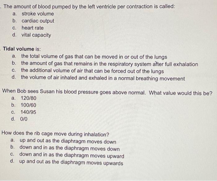 Solved The amount of blood pumped by the left ventricle per | Chegg.com