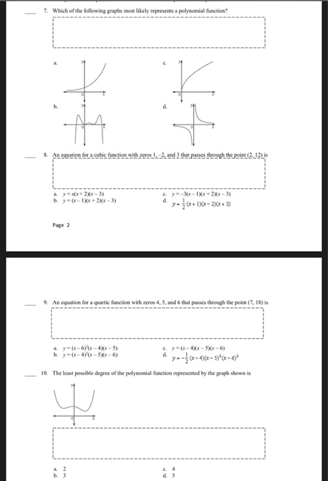 Solved 7. Which of the following graphs most likely | Chegg.com