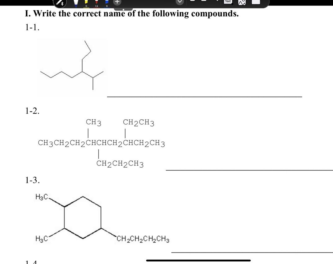 Solved I. Write The Correct Name Of The Following Compounds. | Chegg.com