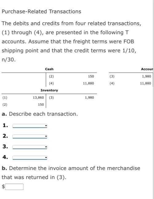 Solved PurchaseRelated Transactions The debits and credits