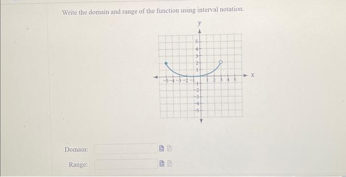 Solved Write the domain and range of the function using | Chegg.com