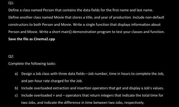 Solved Q1: Define a class named Person that contains the | Chegg.com