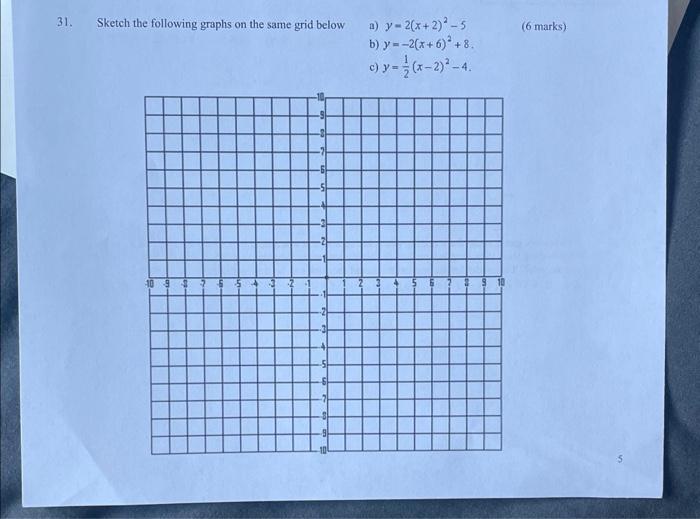 31. Sketch the following graphs on the same grid | Chegg.com