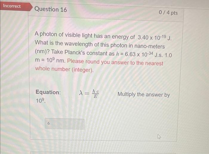 visible light photon energy