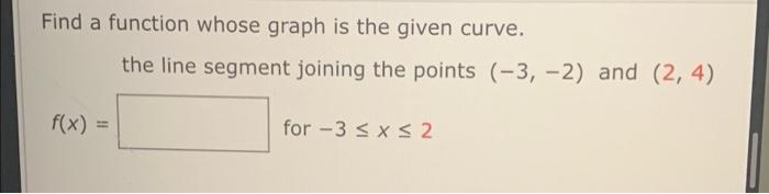 Solved Find a function whose graph is the given curve. the | Chegg.com