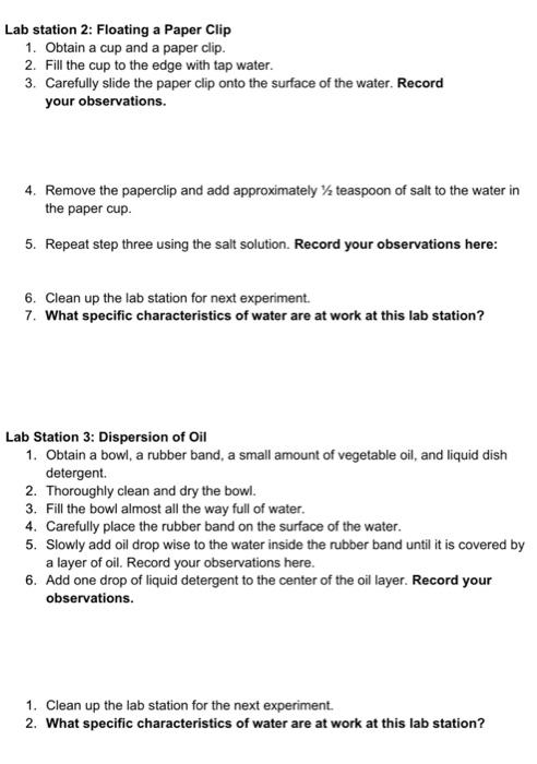 Solved Properties of Water Lab: Water and solutions Water | Chegg.com