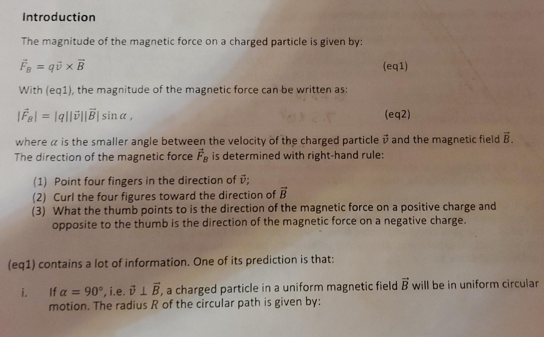 Solved Introduction The Magnitude Of The Magnetic Force On A | Chegg.com