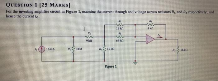 Solved QUESTION 1 [25 MARKS] For the inverting amplifier | Chegg.com