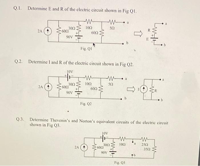 Solved Q 1 Determine E And R Of The Electric Circuit Sho Chegg Com