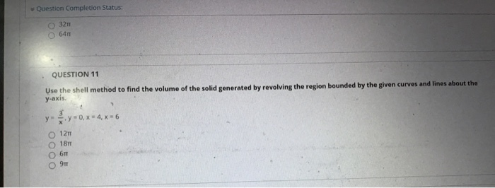 Solved QUESTIONS Find the volume of the solid generated by | Chegg.com