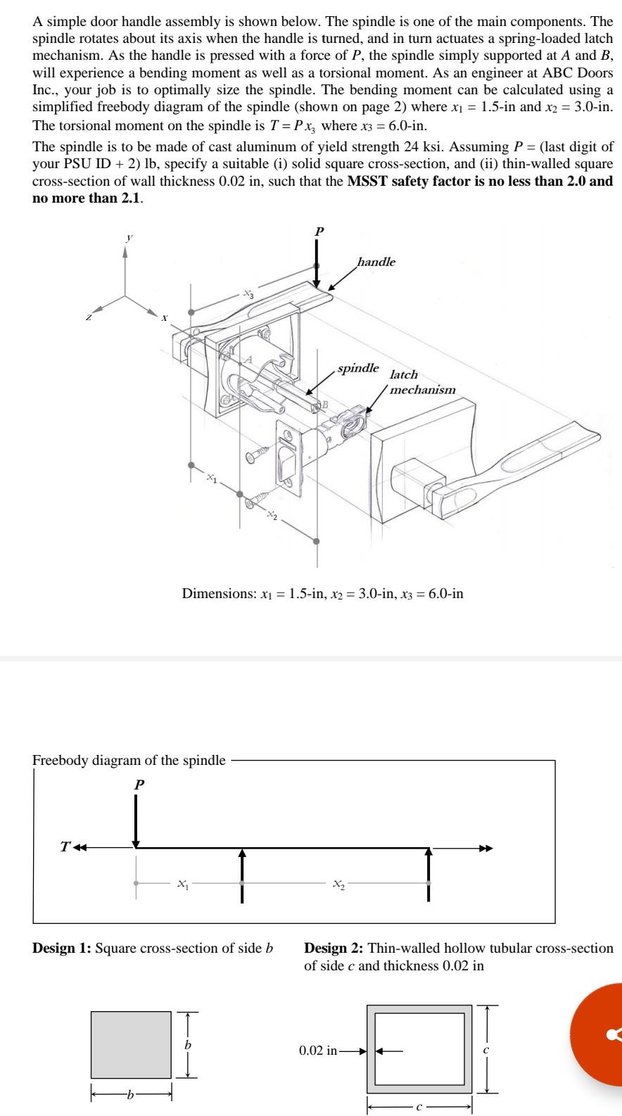 Solved A simple door handle assembly is shown below. The