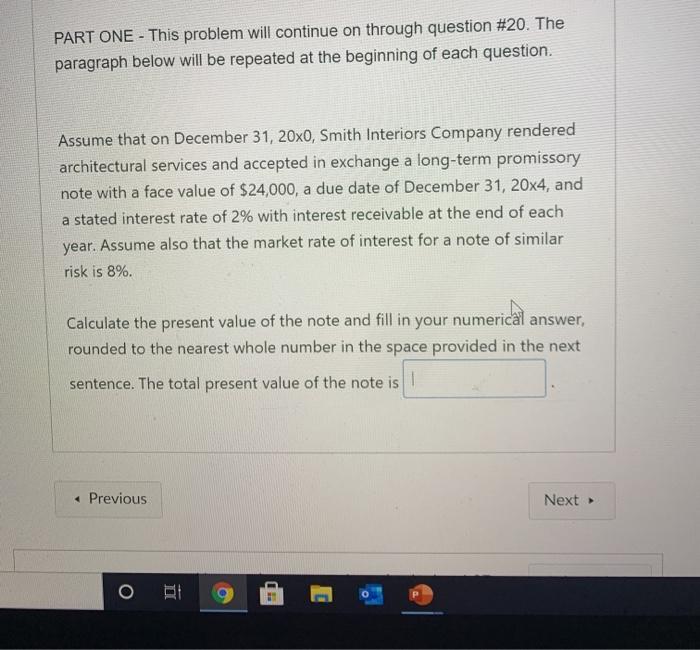 Solved PART ONE - This problem will continue on through | Chegg.com