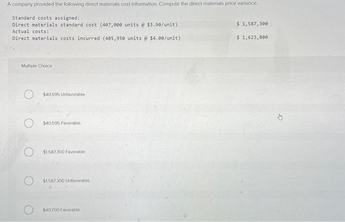 Solved A company provided the following direct materials | Chegg.com