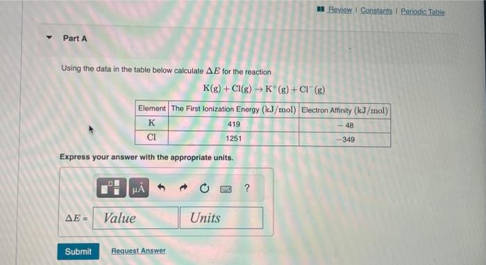 Solved Using the data in the table below calculate ΔE for | Chegg.com