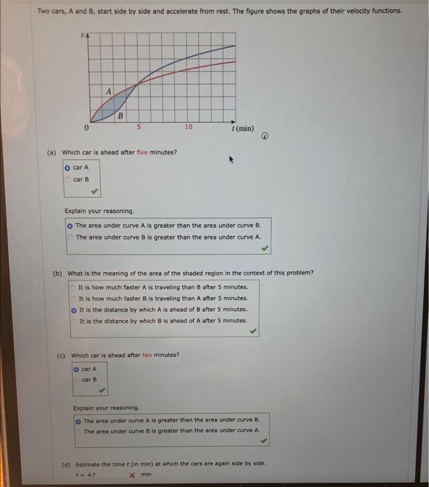 Solved Two Cars, A And B, Start Side By Side And Accelerate | Chegg.com