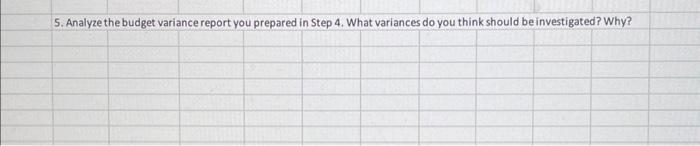 Solved 5. Analyze the budget variance report you prepared in | Chegg.com