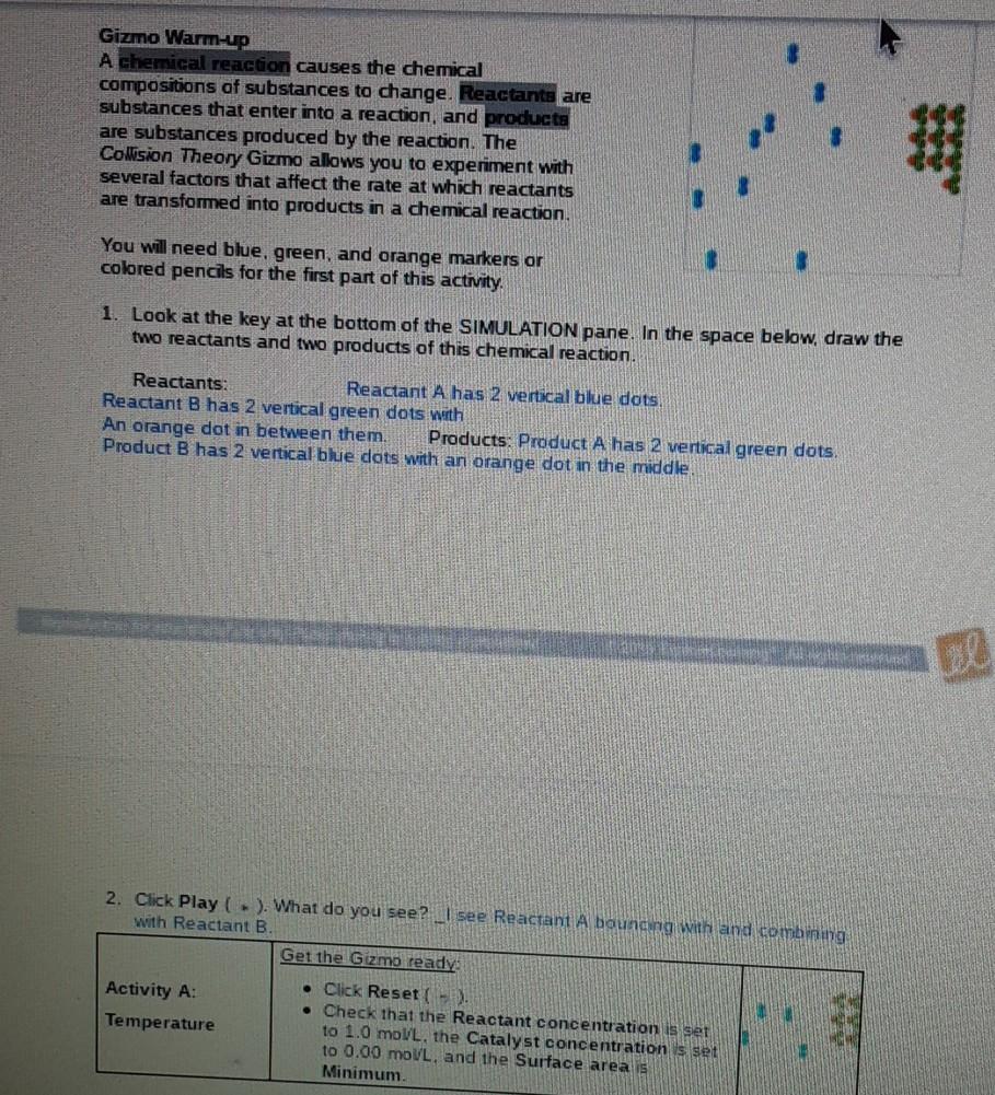 Collision Theory Gizmo Worksheet Answers