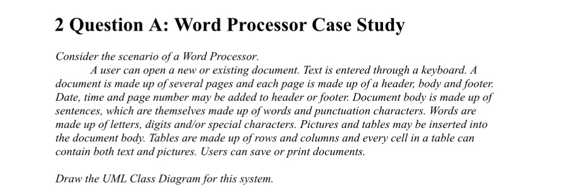 Solved 2 ﻿Question A: Word Processor Case StudyConsider the | Chegg.com