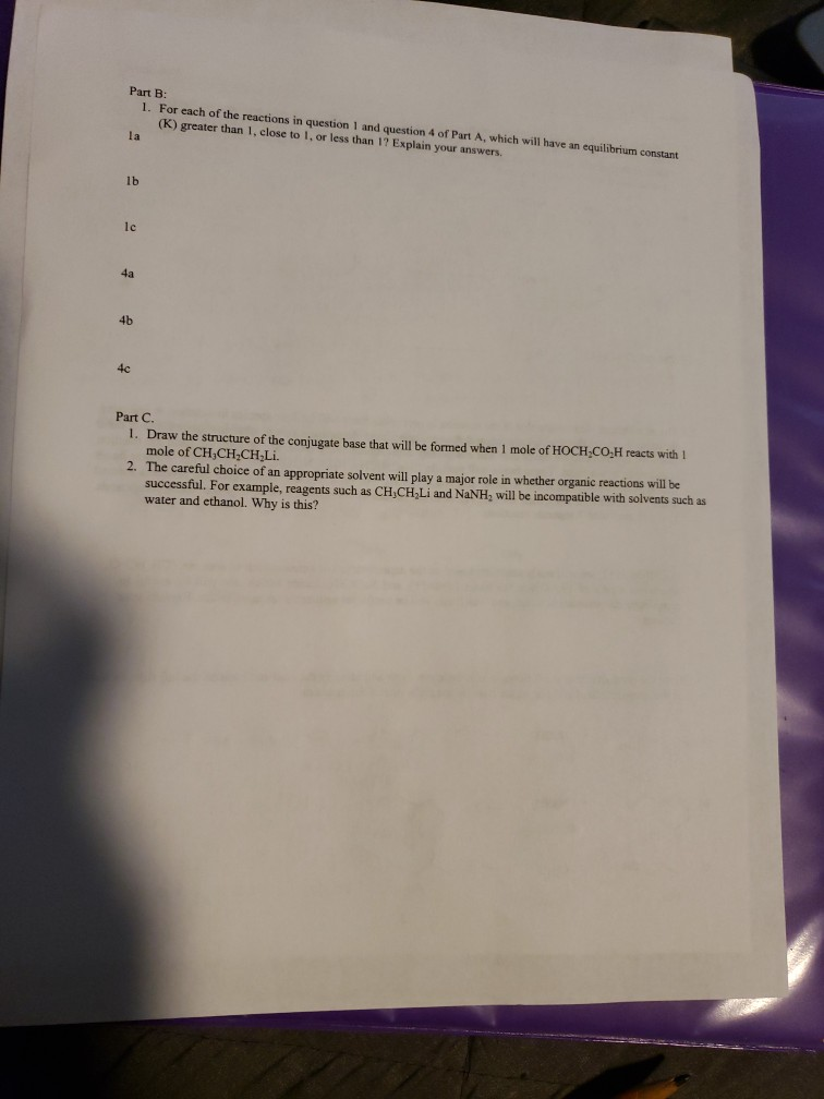 Solved Part B: 1. For Each Of The Reactions In Question 1 | Chegg.com