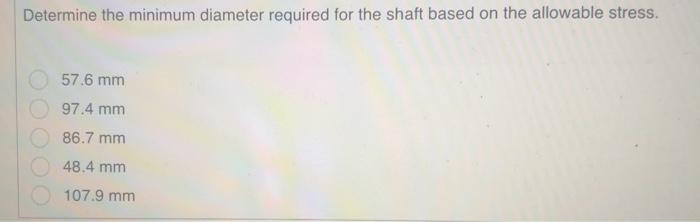 Solved Determine the minimum diameter required for the shaft | Chegg.com